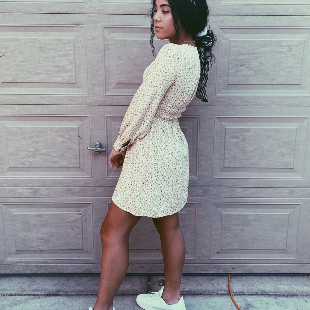 Tan floral dress
